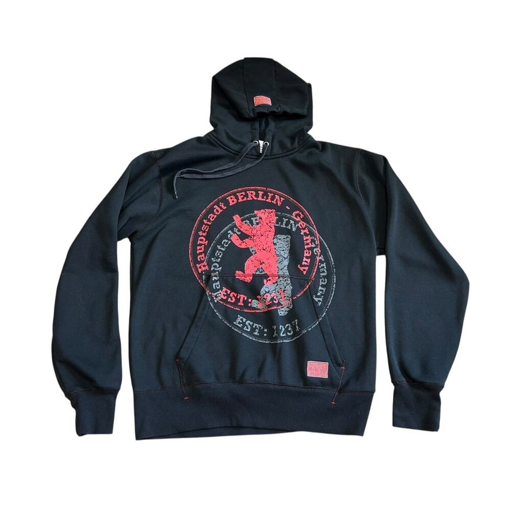 Hauptstadt Berlin Germany Bear Y2K Hooded Sweatshirt Grunge size large